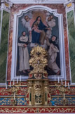 <center>Péone</center>Eglise Saint Arige et Saint Vincent de Saragosse. Autel du Rosaire avec Dominique et Catherine.