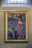 <center>Combloux, église saint Nicolas.</center>Supplice de Ste Apolline, jeune chrétienne martyrisée à Alexandrie, vers la fin du 3ème siècle. Vêtue d’une tunique rouge, elle est liée à une colonne. À côté d’elle, le bourreau, le visage sombre, les traits durs, tient en main une tenaille avec laquelle il lui arrache la langue. Le sujet est traité d’une manière très réaliste, mais aussi avec une certaine naïveté qui en fait le charme. Ste Apolline est la patronne des dentistes.