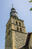 <center>Saint-Gervais-les-Bains: Église  Saint-Gervais-et-Saint-Protais.</center> Le clocher, repose sur les fondations du XIIème siècle. Il sera détruit par la foudre en 1792 et refait en 1819, sous la restauration Sarde, dans le style savoyard du clocher à bulbe.
