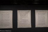 <center>Esmeralda Kosmatopoulos </center>(Grèce, née en 1981)
Second draft :
Plutarque, « La Vie des hommes illustres » (100-120 ap.J.-C)<br>
Second draft :
Flavius Josiphe, « Antiquités juives »
(1er siècle)
Second draft :
Dion Cassius, « Histoire romaine » (199-233 ap.J.C.)
2020 (production 2025)
Impressions sur papier japonais, encre le Caire» collection de l'artiste. <br>
Esmeralda Kosmatopoulos retourne aux sources des écrits qui minorent les capacités politiques et intellectuelles de la reine au profit de ses attributs physiques.
Reprenant quelques extraits d’auteurs de l’Antiquité diffamant Cléopâtre, elle rature et corrige leurs textes avec ses propres mots, interrogeant la fabrique de l’Histoire : qui l’écrit ? Comment» pourquoi et au service de qui ?