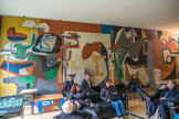 Cité internationale universitaire de Paris. <center>Cité internationale universitaire de Paris. </center> Fondation suisse.  Le Salon du Pavillon suisse comporte une fresque peinte par LE CORBUSIER en 1948, en remplacement d’un mural photographique de 1933.
