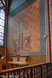 <center>Chapelle de saint Germain</center>Saint Germain évêque de Paris de 555 à 576. Peintures murales, La Vie de saint Germain. St Germain soulage les pauvres. St Germain s'envole dans un nuage de fumée. St Germain guérit Childebert.