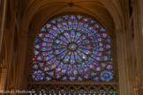 <center>Dans le bras nord du transept. </center>Vue sur la rose septentrionale, l'Ancienne Alliance. Sous la direction de Jean de Chelles, architecte, vers 1255
Fils de Jean Le Vieil ou François Antoine Oran, maîtres-verriers, restauration, 1783.
Alfred Gérente, maître-verrier, restauration, 1864
La Vierge à l'Enfant est entourée de figures de l'Ancien Testament : prophètes, rois d'Israël et de Juda, juges et grands prêtres.