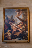 <center>Chapelle Saint Denys</center>Le Crucifiement de saint Pierre.  Sébastien Bourdon, peintre, 1643 May offert par la Confrérie Sainte-Anne des orfèvres parisiens, 1643 Dépôt du musée du Louvre, 1947.