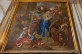 <center>Magnificat</center>Jean Jouvenet, peintre, 1716. Dépôt du musée du Louvre, 1949. À la suite de sa Visitation à sa cousine Élisabeth (Luc 1,39-56), la Vierge rend grâce à Dieu de la naissance annoncée de Jésus en déclamant le Magnificat.
Issu d'une série de huit tableaux illustrant des scènes de la vie de la Vierge, commandée à plusieurs peintres en 1711 pour orner le chœur.