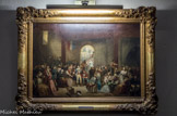 <center>La Conciergerie.</center>  L'appel des dernières victimes de la terreur.
Charles-Louis Müller (1815-1892)
Réplique réduite du grand tableau commandé par l'Etat, exposé au Salon de 1850-1851, puis à l'Exposition Universelle de 1855, et maintenant conservé au Musée National de Versailles et de Trianon. Pour cette composition, Müller, qui s'est inspiré de l'œuvre d'Alfred de Vigny, STELLO, parue en 1832, a insisté sur la force dramatique de la scène en représentant les dernières victimes de la Terreur et en rassemblant en une seule les trois journées précédant la chute de Robespierre.
Durant ces trois jours (7, 8, 9 thermidor an II - 25, 26, 27 juillet 1794), le Tribunal révolutionnaire a prononcé 133 condamnations à mort, immédiatement exécutées (21 femmes et 112 hommes).