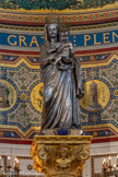 <center>Les 5 statues de Notre-Dame de la Garde.</center>La Vierge de Chanuel. En 1837, après la terrible épidémie de choléra, on commanda à l’artiste Chanuel une nouvelle statue en argent de la Vierge. Le modèle fut massé par le sculpteur Cortot, la statue elle-même fut faite au repoussé, selon le procédé de Benvenuto Cellinipar l'artiste Chanuel, en six ans. Le 2 juillet 1837 la statue est bénie par Mgr Fortuné de Mazenod sur le cours Belsunce puis apportée au sommet de la colline de la Garde. Pour lui céder la place, la Vierge au bouquet sera donnée à la chartreuse de Montrieux, mais retournera en 1979 au sanctuaire. Elle est actuellement exposée sur l’autel de la crypte. La statue d'argent de la Vierge est couronnée en juin 1931, au cours de fêtes très solennelles qui ont duré quatre jours et ont attiré à Marseille des foules énormes. Quarante-neuf évêques étaient présents et le pape avait désigné comme légat pontifical le cardinal Louis Maurin, archevêque de Lyon et ancien recteur de Notre-Dame de la Garde.