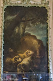 <center>Le château de Champs-sur-Marne. </center>Salon d'angle transformé en bureau. Les miroirs sont remplacés par des toiles de Rosa de Tivoli (1655-1706), un Allemand vivant en Italie et spécialisé dans la peinture animalièr
