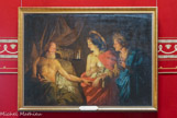 <center>Le château de Chantilly. </center> La Tribune. Matthias Stomer : Sarah amenant Agar à Abraham. Caravagesque. Agar 
 est un personnage de la Genèse. Elle est une servante égyptienne de Sarah, la femme d'Abraham. Elle est mère d'Ismaël, un enfant que Sarah, qui est jusqu'alors stérile, a suggéré à Abraham d'avoir de sa servante.