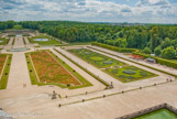 <center>Les Jardins vus du toit. </center> Côté Sud : le Parterre des Fleurs.