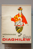 <center>Hommage à Diaghilev</center>1972
Cahier agrafé composé de 9 double feuillets, inscription au feutre «Picasso Parade 1917»
Collection NMNM