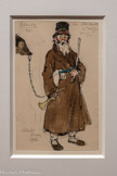 <center>Le Montreur d’ours,</center>étude de costume pour « Petrouchka »
Alexandre Benois 1943
Crayon graphite, aquarelle et encre sur papier
Collection NMNM