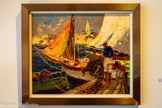<center>Laurent Mattio</center>Sur le port, Sanary-sur-Mer Huile sur carton 33 x 55 cm Collection particulière.