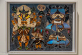 <center>Abbaye de Beaulieu-en-Rouergue  </center>Pierre Bettencourt
(Saint-Maurice-d'Ételan, 1917 - Stígny, 2006)
Personnages
1964
Assemblage d'ailes de papillons sur ardoise