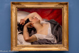 <center>Le Sommeil</center>Dubufe, Claude-Marie
Paris, vers 1790 - la Celle-Saint-Cloud, 1864

1831
Huile sur toile
Portraitiste, Dubufe se fait également une spécialité des tableaux représentant des figures féminines tourmentées par les passions, qu'il expose régulièrement aux salons. Cette jeune femme brune à la peau blanche, typique du canon féminin romantique, est d'une grande ambiguïté, entre transport onirique et extase érotique.
Nouvelle acquisition 2020