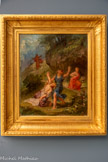 <center>Orphée secourant Eurydice</center>Delacroix. Eugène
Charenton-St-Maurice, 1798 - Paris, 1863

1862
Huile sur toile
Cette esquisse provient d'un cycle dédié aux quatre saisons dans lequel le printemps est incarné par la légende d'Orphée et Eurydice : poursuivre par Aristée qui lu^ tient le bras, la jeune femme est mordue par un serpent, alors qu'Orphèe, au loin, arrive trop tard pour la secourir.