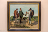 <center>La Rencontre ou Bonjour monsieur Courbet !</center>Courbet, Gustave
Ornans, 1819 - La-Tour-de-Peilz, 1877.

1854
Exposition universelle de 1855 Huile sur toile
Exécuté par Courbet lors de son séjour à Montpellier en 1854, La Rencontre incarne le pacte scellant l'amitié de l'artiste et de son mécène Alfred Bruyas. Le tableau devient immensément célèbre sous le titre de Bonjour, monsieur Courbet ! La place éminente que s'attribue Courbet, de même que la touche picturale d'une extraordinaire liberté, font de cette toile une étape décisive dans l'émergence de l'art moderne au cœur du XIXe siècle.