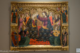 <center></center>Musée Hyacinthe Rigaud. <br> Attribué à Juan de Peralta, (actif en Castille vers 1416).
Couronnement de la Vierge vers 1440. 
Peinture à la détrempe et fond d'or sur bois.