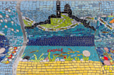 <center>Le banc </center>Maison de Retraite Le Chêne Vert, Septêmes-les-Vallons, 2021. Casale. Les petits poissons portent des prénoms.