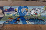<center>Le banc </center>Dépistage du cancer colorectal, 2025. Course Marseille bleu. Courir pour prévenir. Bien manger. Se dépister dès 50 ans. Dossier : Mars en bleu.