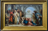 Giandomenico Tiepolo. Venise, 1727 -1804
Le Christ et la femme adultère.
Huile sur toile.
