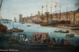 Le Port de Marseille lors de rembarquement des munitions pour l'expédition de l'île de Minorque, sous les ordres du maréchal de Richelieu