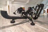 Jean TINGUELY
I925, Fribourg (Suisse) 1991 Berne (Suisse)
Rotozaza I
1967
Métal bois, moteurs, transformateurs et ballons
Inv. 2007.2.42
Transfert de collection de l’état,. attribution au (mac] musée d'art contemporain de Marseille en 2008. 1967 voit la naissance des Rotozazas. Les machines deviennent elles-mêmes des jeux, les objets récupérés qui les composent sont intégrés dans un être animé dont les membres ont perdu leur identité première… Ancrée au sol Rotozaza appréhende l’espace. Elle oriente lentement sa trompe avide dons « un geste de mendicité» comme le note Tinguely. Où qu’il soit le spectateur entre dans le champ de la machine qui doit être alimentée en ballons; afin de les recracher au ciel dans un bruit de ferrailles. Les dernières machines de Tinguely, dans les années 1980, ajoutent crânes et ossements ou métal révélant la part sombre de son ironie.