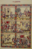 <center>Agrandissement des miniatures des cantiques 46, 165, 169 et 187 des Cantigas de Santa Maria</center>Cantiga 187