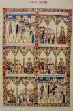 <center>Agrandissement des miniatures des cantiques 46, 165, 169 et 187 des Cantigas de Santa Maria</center>Cantiga 169. Vierge de l'Arrixaca, Murcie