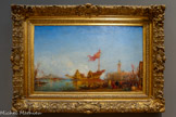 <center>Le Bucentaure</center>Félix Ziem
Beaune, 1821 - Paris, 1911
Huile sur toile
Le premier voyage de Ziem à Venise remonte à 1842. Pendant quarante ans, il y reviendra très régulièrement faisant de la ville une de ses sources majeures d’inspiration. La Venise de Ziem est principalement celle du temps de Titien ou du carnaval. Les lieux les plus fameux de Venise, le Grand Canal, la place Saint-Marc sont peints dans des atmosphères lumineuses changeantes, indifférentes au réalisme de la couleur, sous les influences conjuguées du Lorrain et de Turner.
Le Bucentaure était une galère de parade utilisée à Venise, le jour de l’Ascension, pour célébrer le mariage du doge et de la mer. Elle fut brûlée en 1798 par les troupes françaises qui occupaient Venise. Le bateau devient au XIXe siècle, le symbole mélancolique de la gloire de Venise à jamais disparue.