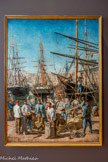 <center>Le débarquement des blés</center>Alphonse Moutte
Marseille, 1840-1913.
1876
Huile sur toile