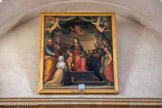 <center>L'église Saint André.</center>Le tableau de Mazzocchi, de 1868, donné par Napoléon III, représentant la Vierge et sainte Catherine de Sienne.  Le Christ Enfant offre l'anneau, symbole du mariage mystique, à la sainte, avec saint Pierre à son côté qui la désigne. A droite, Saint Paul (?) tenant le livre de ses écrits. Les autre personnages (dont un femme)  tiennent la palme du martyre.