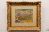 <center>Centre d’art Sébastien</center>Louis Valtat (1869-1952)
La Sainte Victoire, Non daté
Aquarelle
26 x 32 cm
Collection Regards de Provence,
Marseille. <br> Louis Valtat (1869 – 1952)
Né à Dieppe en 1869, est un peintre formé à l’École des Beaux-Arts
de Paris puis à l’Académie Julian, où il fréquente Bonnard et Albert
André. Il expose dès 1889 au Salon des Indépendants.
Son œuvre est profondément marquée par ses séjours dans le sud
de la France (Banyuls, Collioure, Lavandou, Agay), où il découvre la
lumière méditerranéenne. Fragile de santé, il s’installe au Roucas-
Rou, près d’Agay, d’où il peint de nombreuses marines.
Bien qu’il ne soit pas officiellement membre des fauves, il joue un
rôle clé dans la transition entre l’impressionnisme et le fauvisme,
créant un pont stylistique entre plusieurs tendances de son
époque