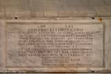 <center>La Sacristie Sud</center>Inscription du tombeau de Grégoire XI (1370-1378).
1965. Moulage de plâtre
Inscription gravée en 1584, sous le pontificat de Grégoire XIII, en témoignage de reconnaissance envers le pape, avec l’approbation du Sénat et du peuple romain qui en firent les frais. L’original est visible à Rome, dans l’église Santa Maria  Nuova, où le pape est inhumé.